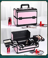 Бьюти-кейс для косметики «BuImer»  кейс для мастеров, черно- розовый, фото 3