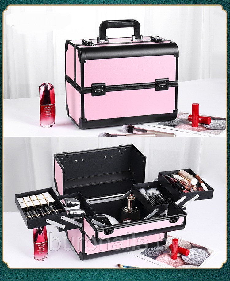 Бьюти-кейс для косметики «BuImer» кейс для мастеров, черно- розовый - фото 3 - id-p142434174