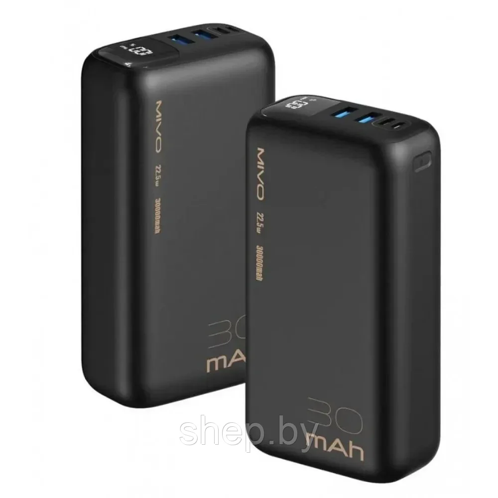 Внешний аккумулятор 30000mAh MIVO MB-308Q / 22.5W / PD3.0+QC3.0 / 2хUSB / Micro USB+Type-C / LED - фото 1 - id-p192866292