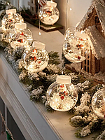 Гирлянда - Шарики с Дед Морозом внутри (10 шаров, длина 3 м) (Желтый, Мультиколор)