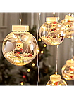 Гирлянда - Шарики с Дед Морозом внутри (10 шаров, длина 3 м) (Желтый, Белый и Мультиколор), фото 5