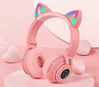 STN-26 RGB Cat Наушники-вкладыши Bluetooth 5.0 Беспроводная гарнитура Поддержка TF-карты / Розовый