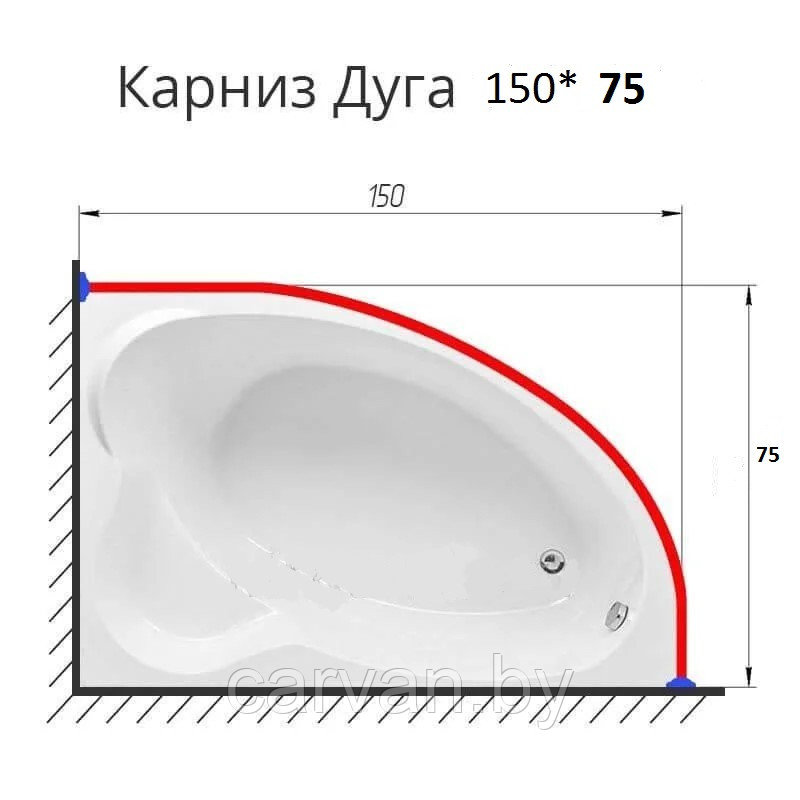 Карниз асимметричный 150х75