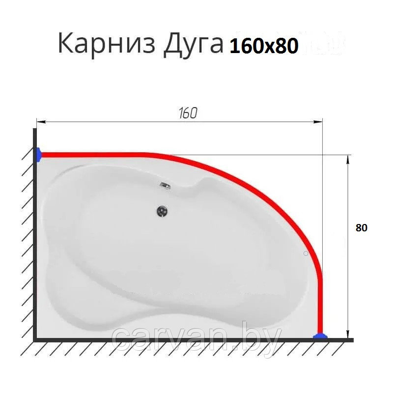 Карниз асимметричный 160х80