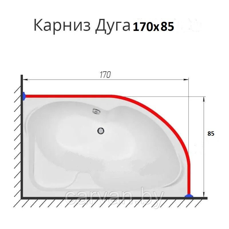 Карниз асимметричный 170х85