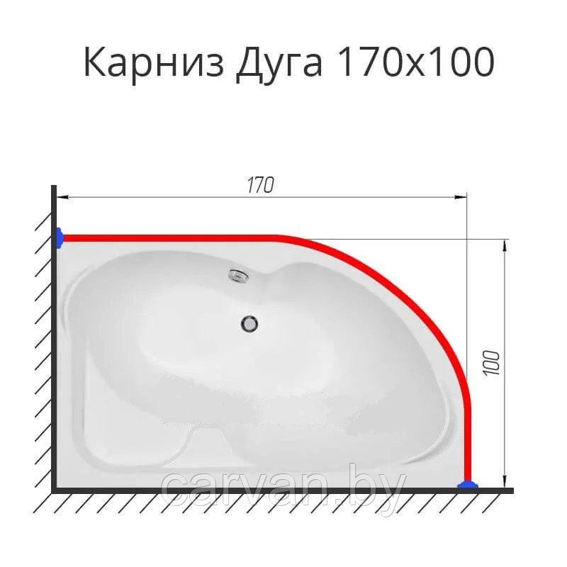 Карниз асимметричный 170х100 - фото 1 - id-p192880014