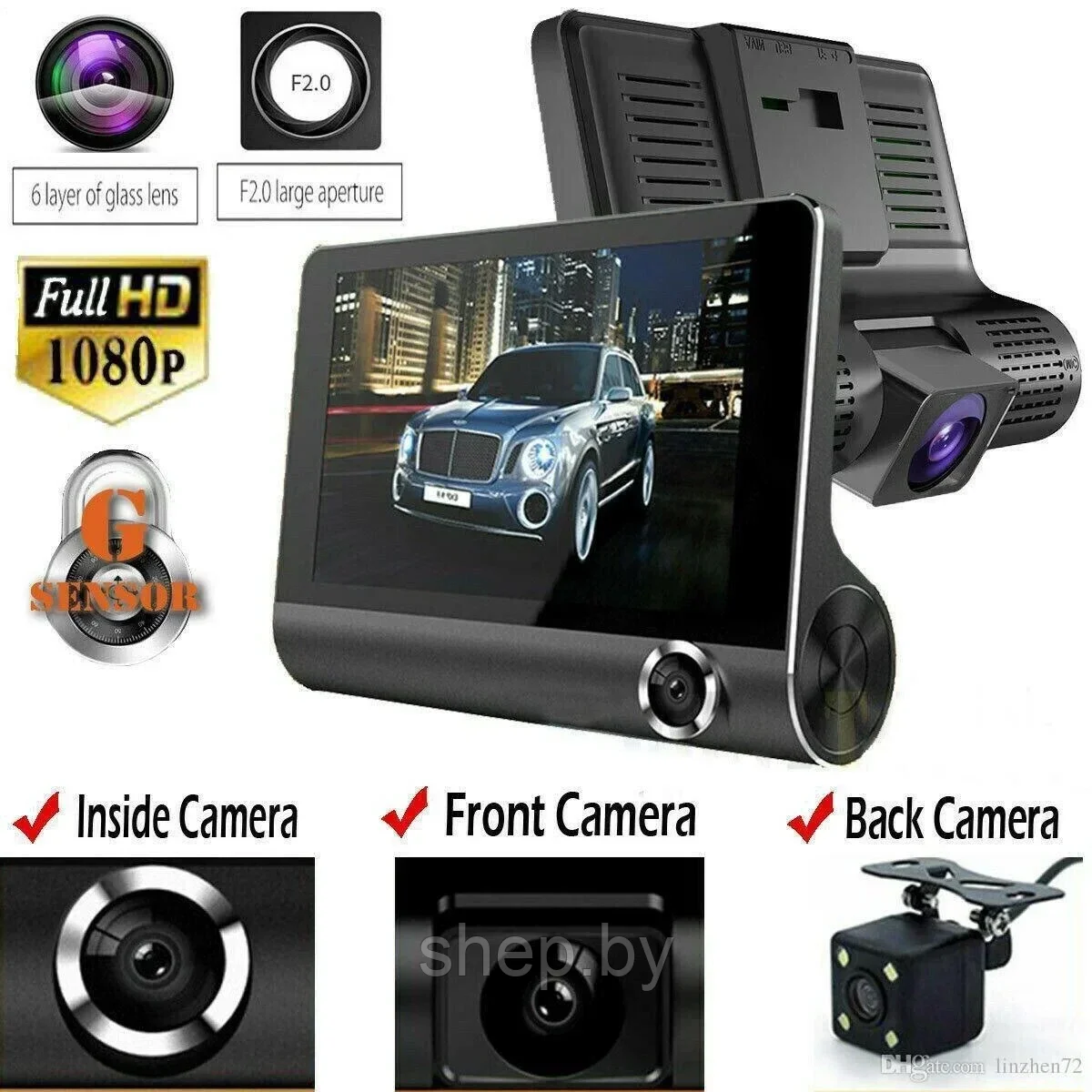 Видеорегистратор c 3-я камерами Longlife (Profit)Full HD Vehicle BlackBox DVR - фото 1 - id-p192880930