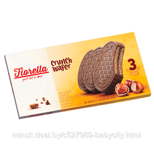 Вафли FIORELLA CRUNCHY с ореховым вкусом покрытые молочным шоколадом - фото 1 - id-p192884069