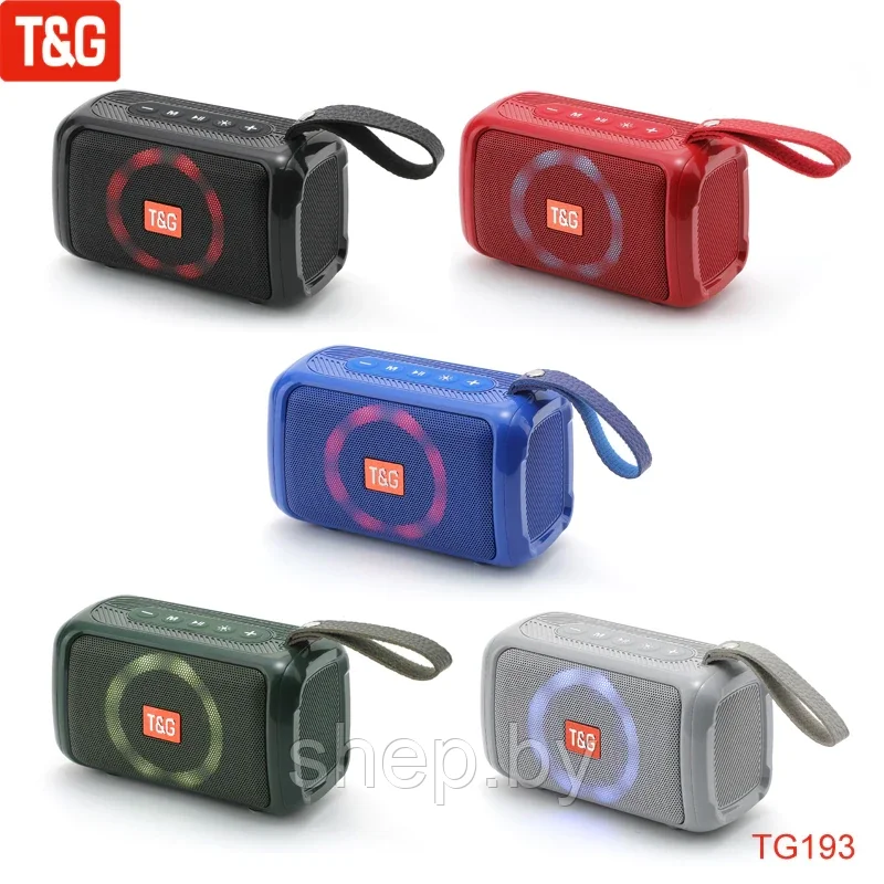 Портативная колонка с подсветкой T&G TG-193 Цвета: синий,черный,красный, зеленый,серый - фото 1 - id-p192884237