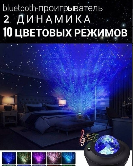 Ночник звездного неба Starry Projector Light (10 световых режимов, 3 уровня яркости, USB - фото 3 - id-p192885521