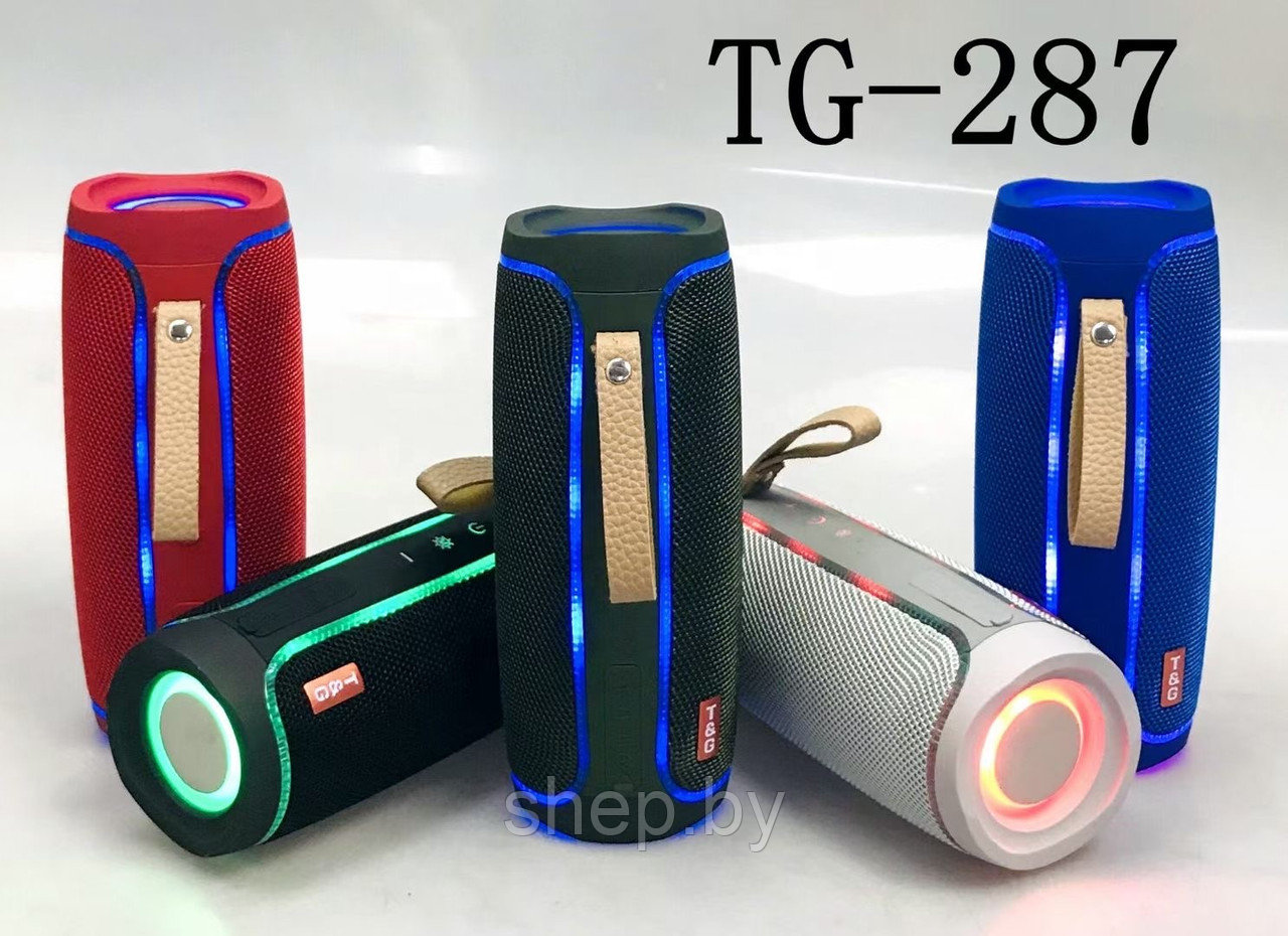 Bluetooth колонка T&G TG-287 с подсветкой и радио Цвет: черный, красный, синий, хаки , серый - фото 1 - id-p192720635