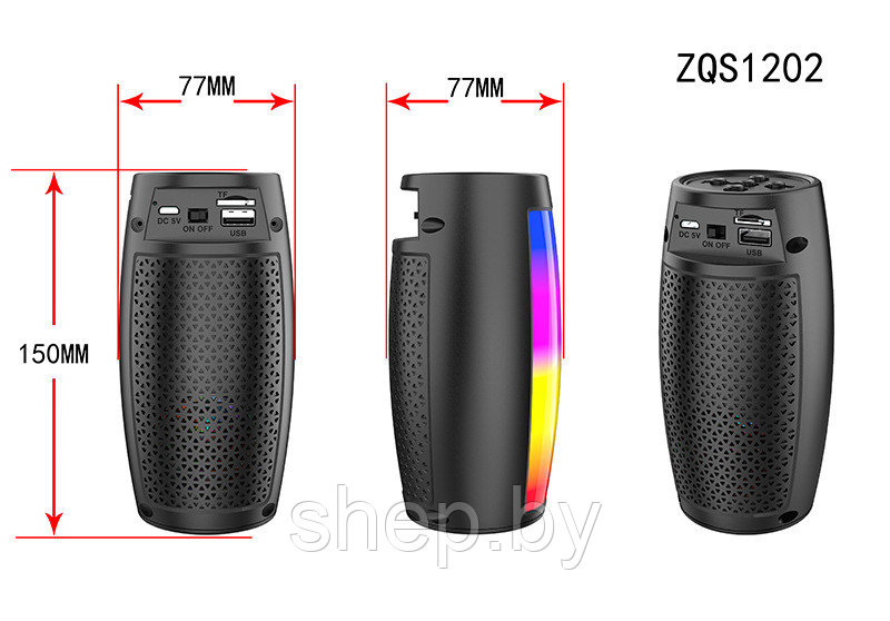 Беспроводная портативная колонка mini Speaker ZQS-1202 со светомузыкой - фото 3 - id-p192896085