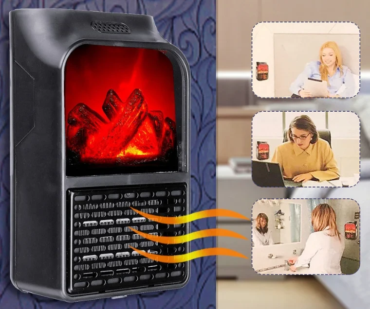 Мини обогреватель "Огонь" Flame Heater (Handy Heater) с пультом управления, 1 000 Вт