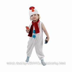 Карнавальный костюм «Белый снеговик», велюр, комбинезон, шарф, шапка, рост 98 см