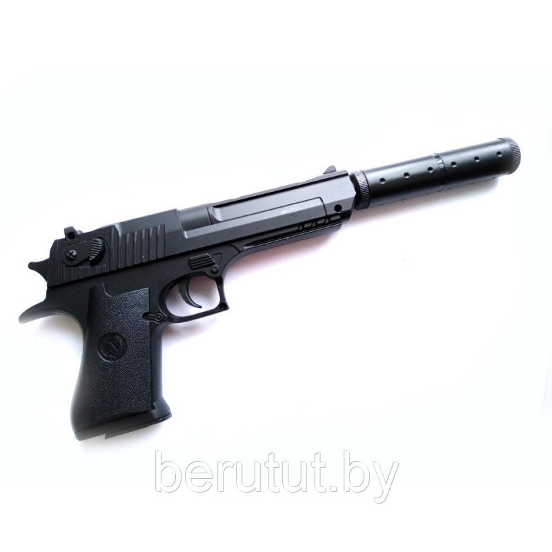 Детский пневматический пистолет металлический с глушителем Desert Eagle Air Sport Gun K-111S 6MM BB - фото 1 - id-p192896919