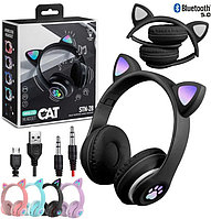 Детские беспроводные наушники с кошачьими ушками с подсветкой CAT STN-28 Bluetooth светящиеся кошачьи ушки