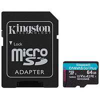 Карта памяти Kingston Canvas GO! Plus microSDXC 64 ГБ (SDCG3/64GB) + SD адаптер