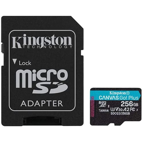 Карта памяти Kingston Canvas GO! Plus microSDXC 256 ГБ (SDCG3/256GB) + SD адаптер - фото 1 - id-p192905653