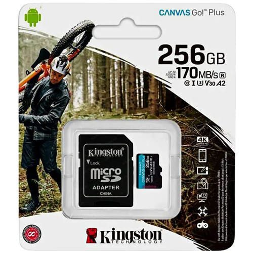 Карта памяти Kingston Canvas GO! Plus microSDXC 256 ГБ (SDCG3/256GB) + SD адаптер - фото 4 - id-p192905653