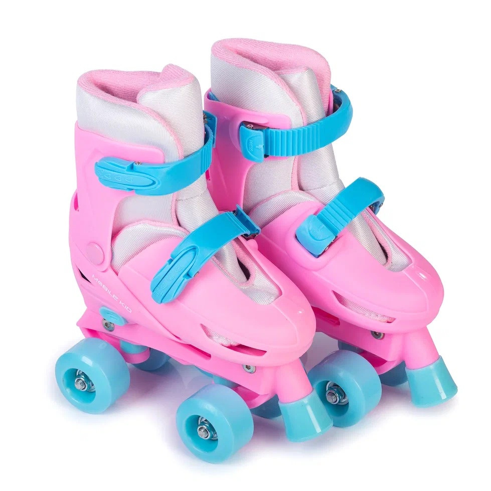 Роликовые коньки с левзиями раздвижные (3-в-1), квады, Mobile Kid TwinSeasons Pink - фото 2 - id-p192906541