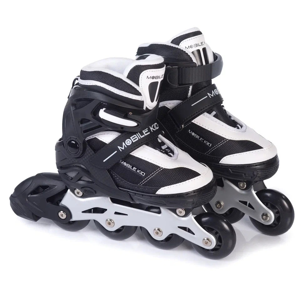 Роликовые коньки с лезвиями раздвижные (2-в-1) Mobile Kid UniSkate BLACK-WHITE - фото 5 - id-p192906543