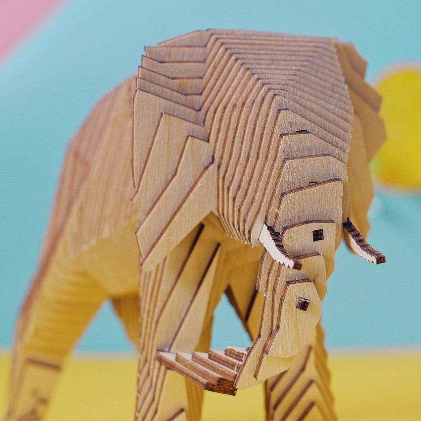 Деревянный конструктор Слон (сборка без клея) с набором карандашей UNIWOOD - фото 5 - id-p179626928