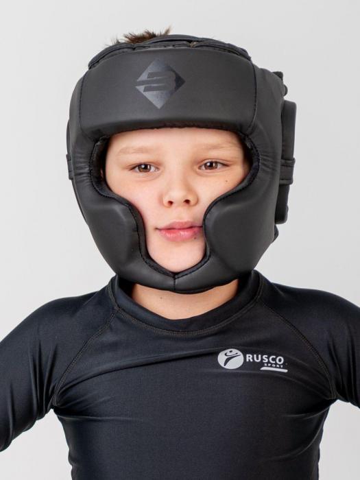 Шлем боксерский детский тренировочный боевой черный для бокса детей кикбоксинга - фото 6 - id-p192917611