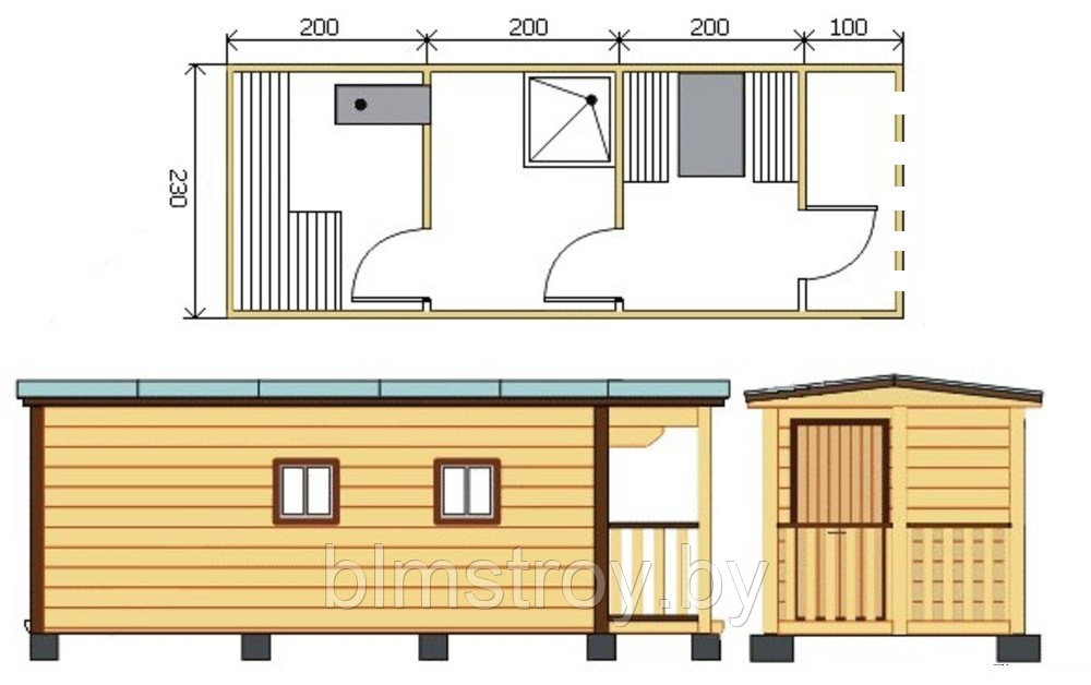 Баня готовая из бруса 7,0х2,3 м - фото 4 - id-p11117243