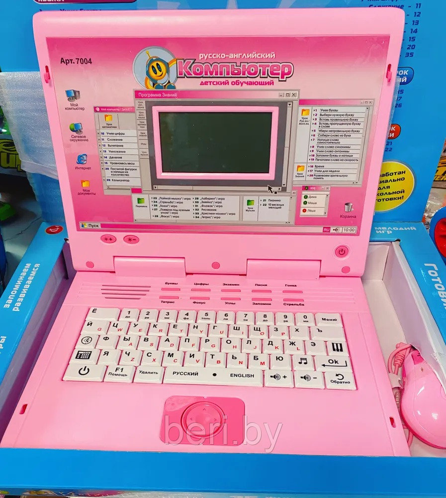 7004 Детский компьютер, обучающий ноутбук, русско-английский (35 функций) с мышкой, Joy Toy - фото 8 - id-p192980222