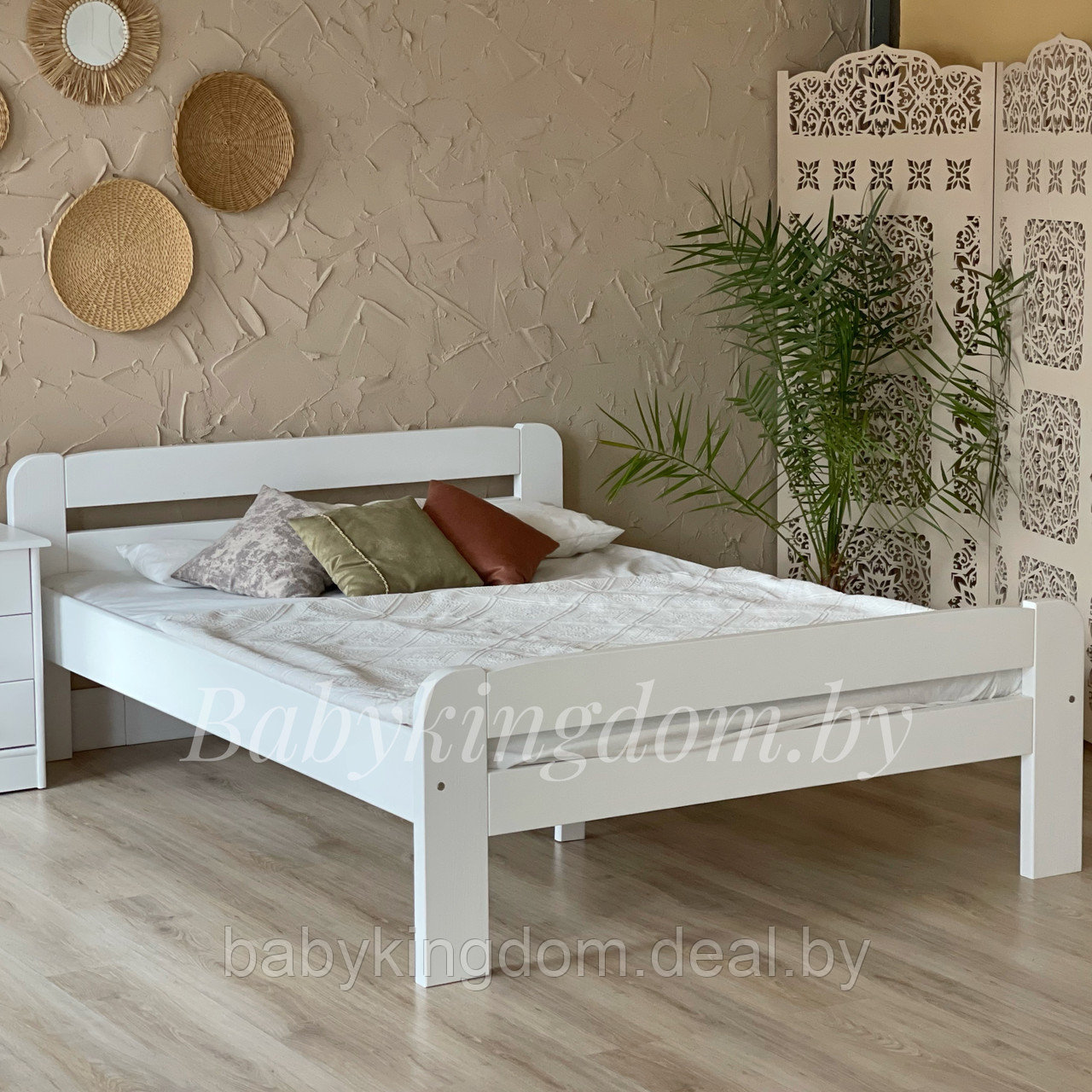 Двуспальная кровать "Бодо" 140х200(белый воск)