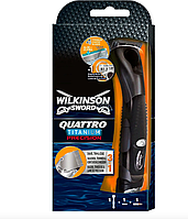 SCHICK Wilkinson Sword Quattro Titanium PRECISION, (Бритвенный станок, триммер, 1 сменная кассета, 1 подставка