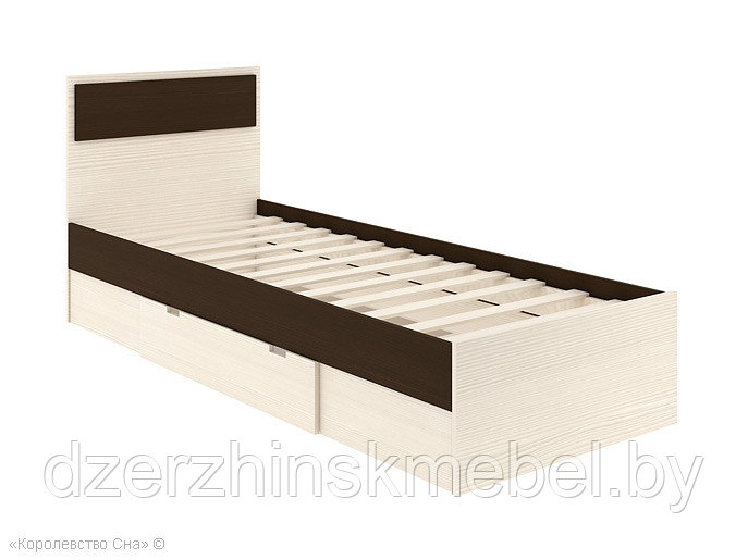 Кровать Next с ящиком для белья, 80х200см..цвет бодега темная + сосна карелия Производитель Россия Кп