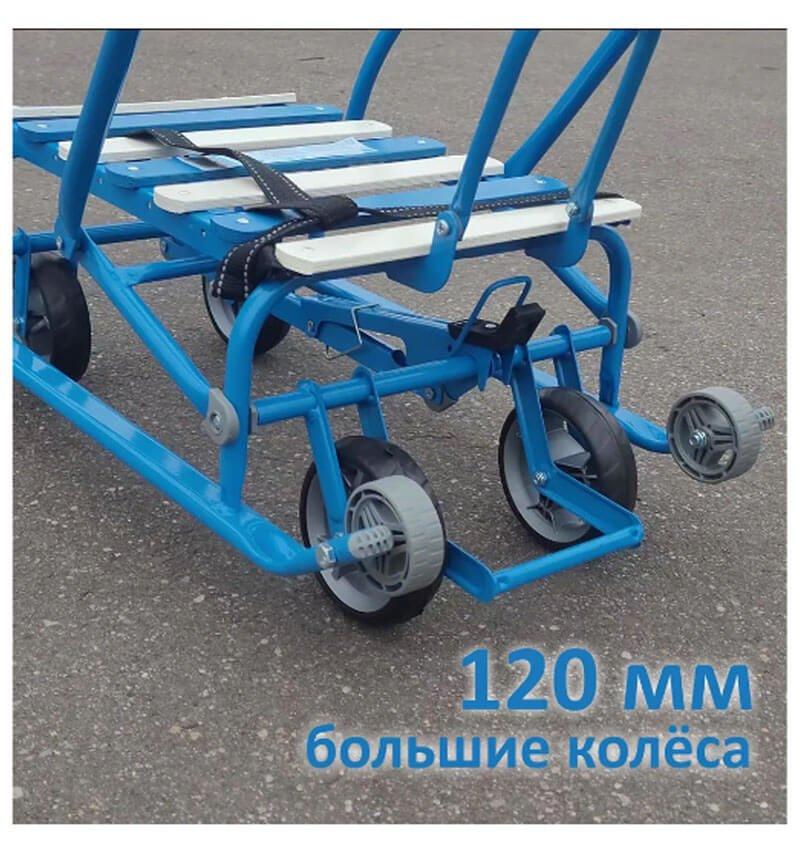 Санки детские NIKKI 3 складные с выдвижными колесами N3/Г2 (цвет голубой) - фото 3 - id-p88680399