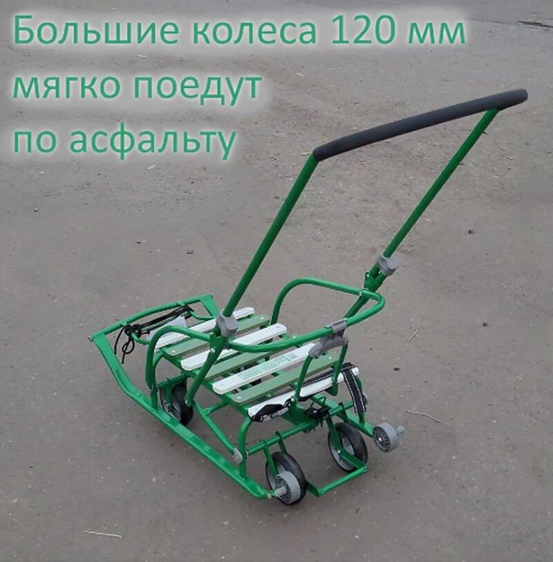 Санки детские NIKKI 3 складные с выдвижными колесами N3/З2 (цвет зеленый) - фото 6 - id-p88680398