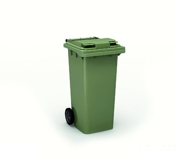 Мусорный контейнер, бак для мусора с крышкой на колесах ТС-120 литров. Зеленый, серый - фото 3 - id-p193063494