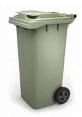Мусорный контейнер, бак для мусора с крышкой на колесах ТС-120 литров. Зеленый, серый, фото 3