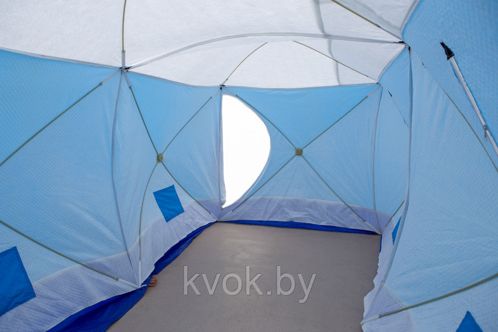 Палатка зимняя Стэк КУБ-3 ДУБЛЬ трехслойная дышащая (2,2x4,4x2,05м) - фото 6 - id-p107580885