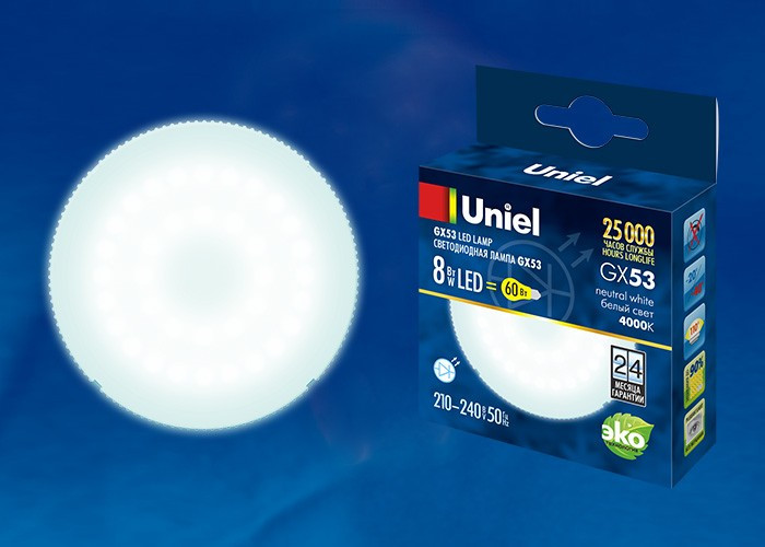 Светодиодная лампа Uniel LED GX53 8W PLZ01WH 4000К - фото 1 - id-p193065345