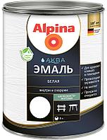 Alpina АКВА эмаль белая шелковисто-матовая, 0.9л.