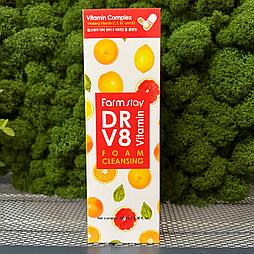 Пенка для сияния кожи с витаминами FarmStay DR-V8 Vitamin Foam Cleansing, 100мл