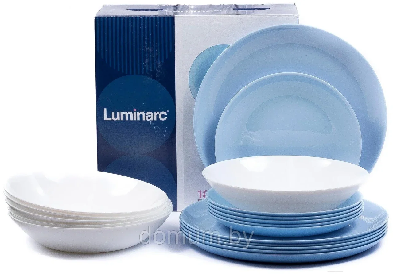 Столовый сервиз Luminarc Diwali Light Blue&White на 6 персон, 18 предм. P5911 - фото 2 - id-p193069645