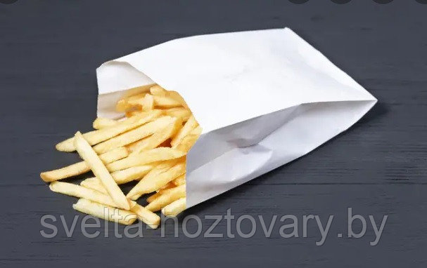 Пакет для картошки фри, бумажный, белый 130*100*40мм/250шт - фото 1 - id-p193078418