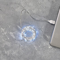 Гирлянда «Роса» 5 м, 50 LED, USB, белое свечение, фото 2
