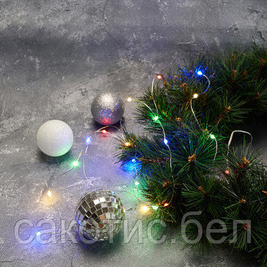 Гирлянда «Роса» с крупными каплями 2 м, 20 LED, цвет свечения мультиколор, 2хCR2032 в комплекте - фото 2 - id-p193079172