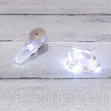 Гирлянда «Роса» с прищепкой 3 м, 30 LED, белое свечение, 2хCR2032 в комплекте - фото 1 - id-p193079804