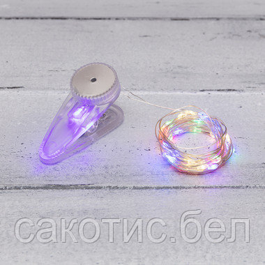 Гирлянда «Роса» с прищепкой 3 м, 30 LED, цвет свечения мультиколор, 2хCR2032 в комплекте NEON-NIGHT, фото 2