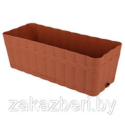Ящик для цветов балконный пластмассовый "Изюминка" 12л, 46х19х15,5см, коричневый (Россия)
