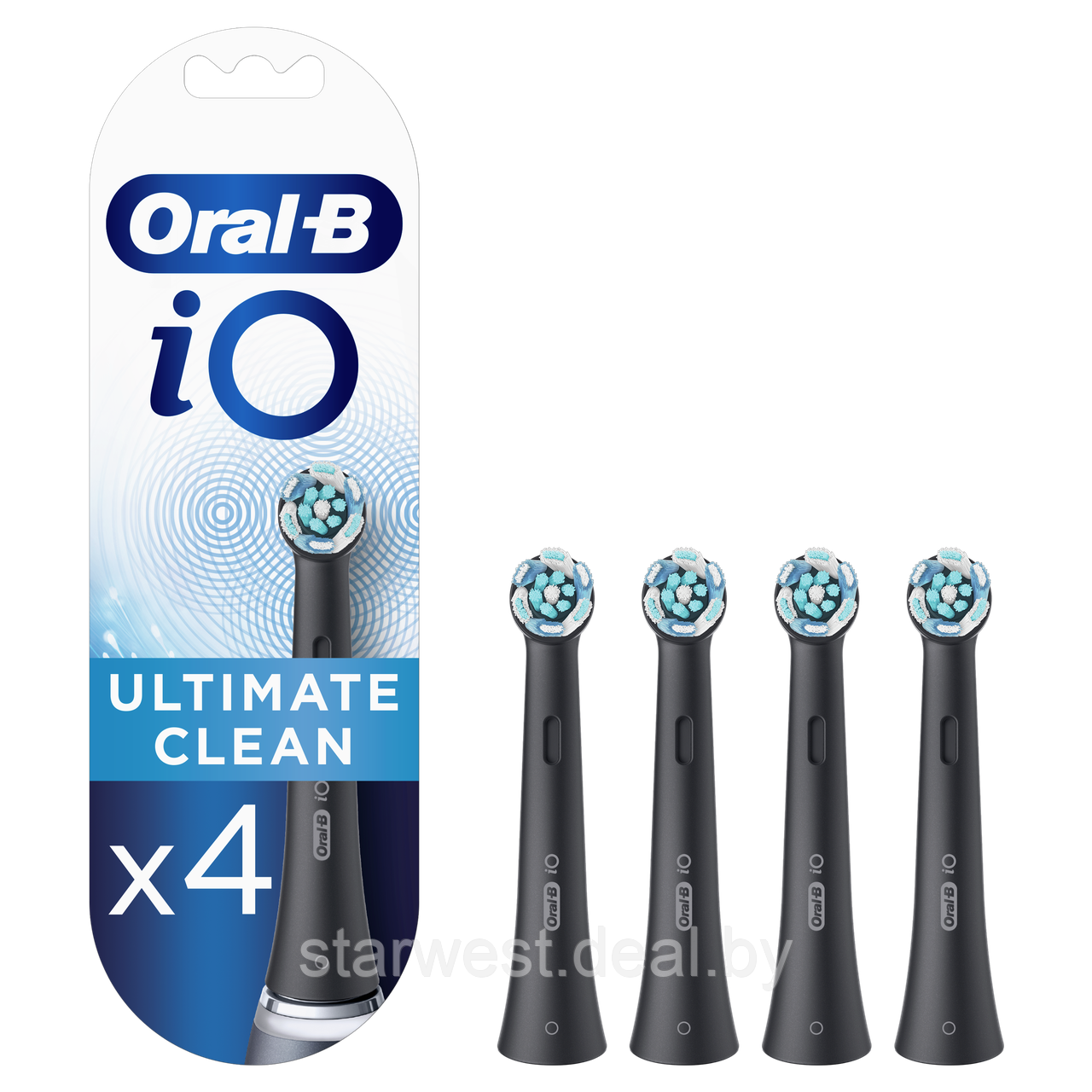 Oral-B Braun iO Series Ultimate Clean Black 4 шт. Насадки для электрических зубных щеток - фото 1 - id-p193091937