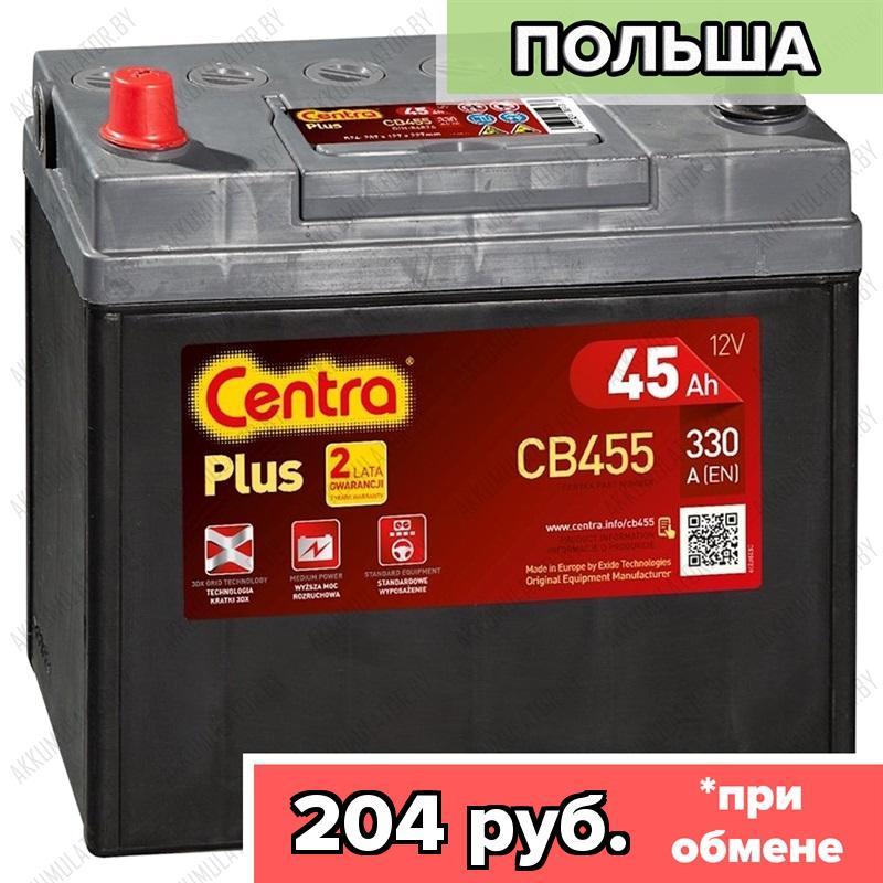 Аккумулятор Centra Plus CB455 / 45Ah / 330А / Asia / Прямая полярность / 237 x 127 x 200 (220)