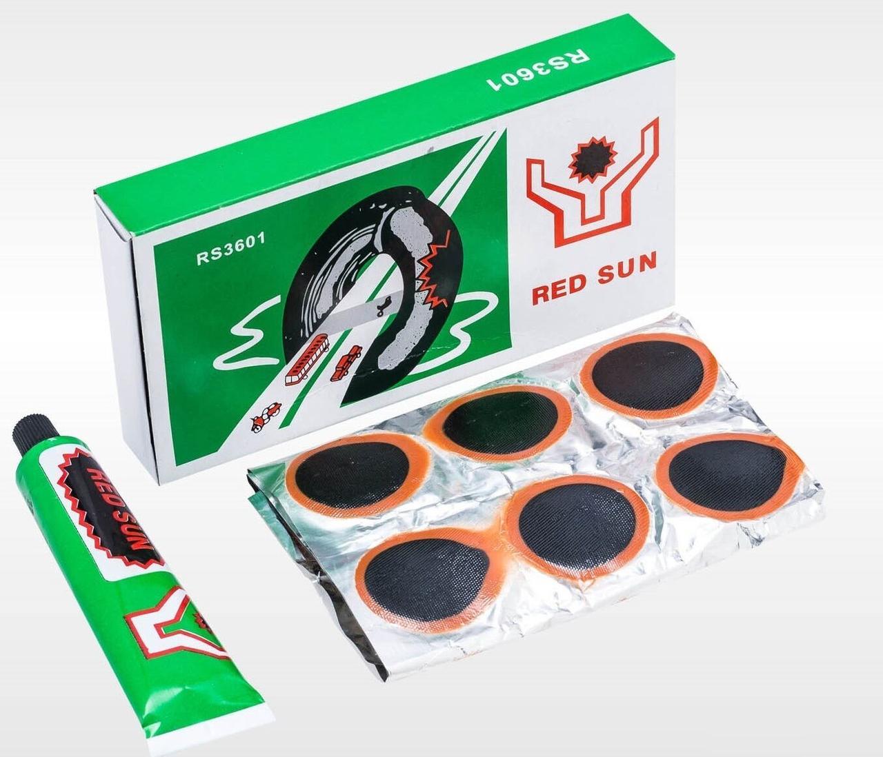 Аптечка велосипедная, заплатки, 36 шт. (25*35 мм), клеевая, RED SUN